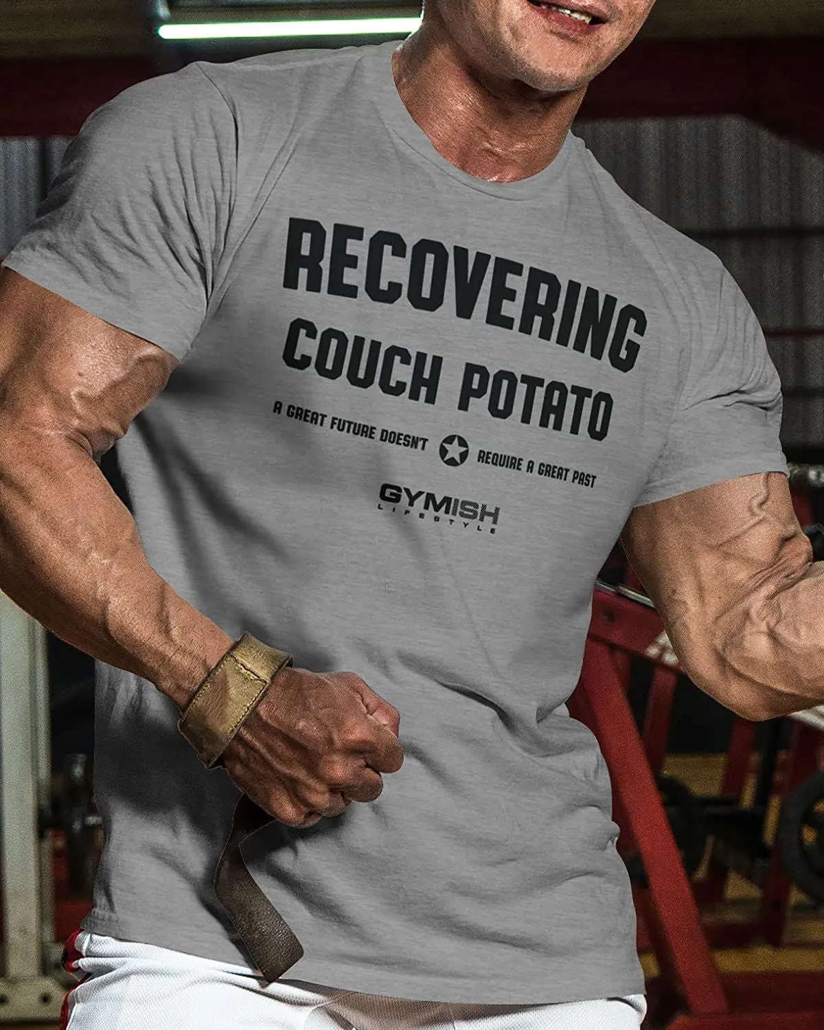 030. Recovering Couch Potato Funny Motivational Workout Gym T-Shirt for Men