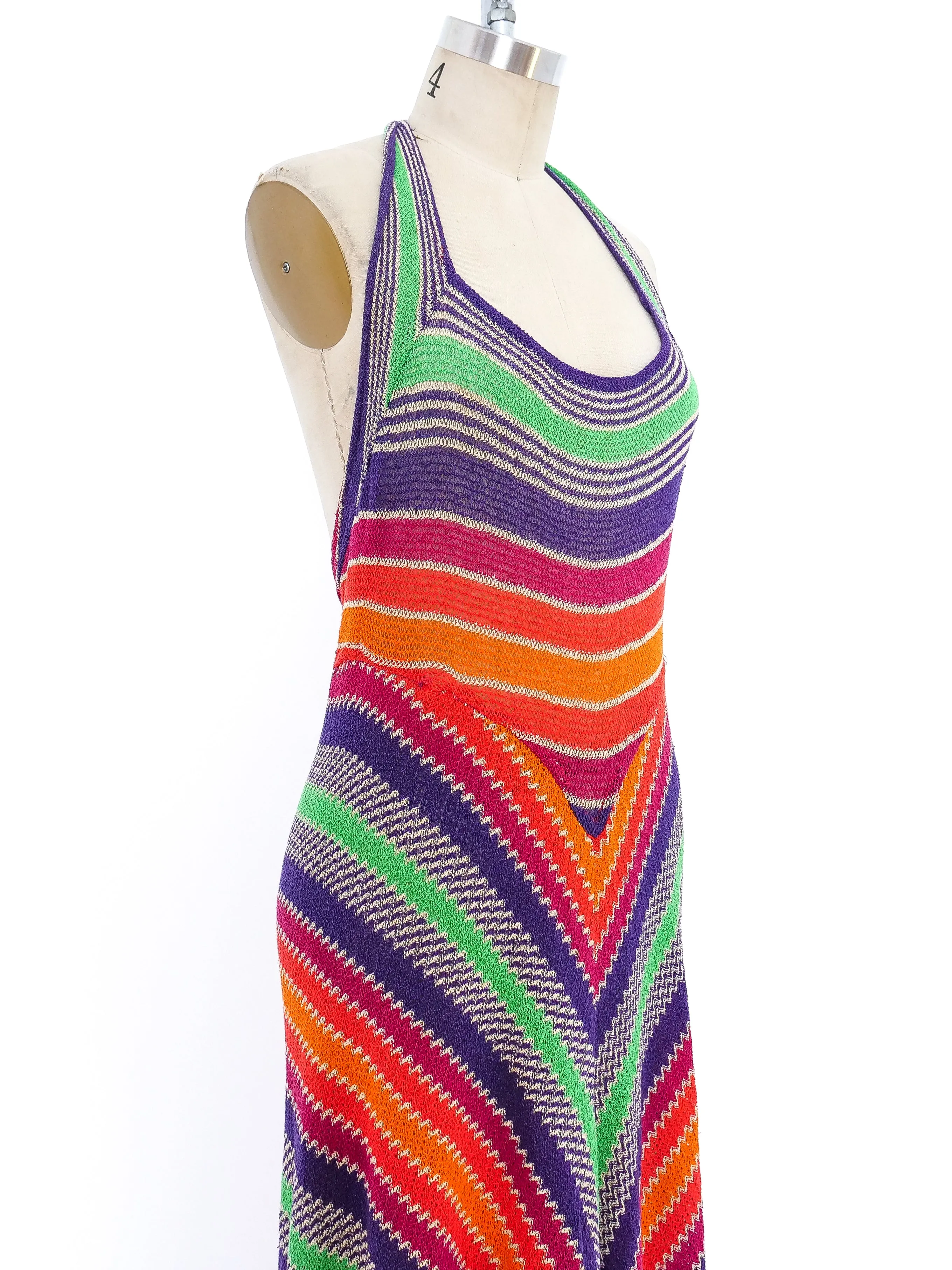 1970's Missoni Rainbow Knit Halter Dress