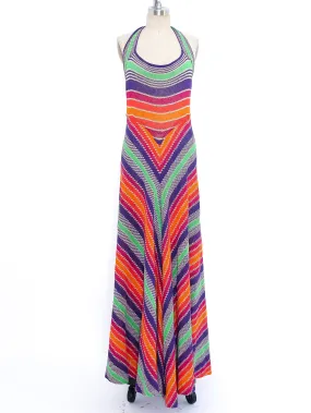 1970's Missoni Rainbow Knit Halter Dress