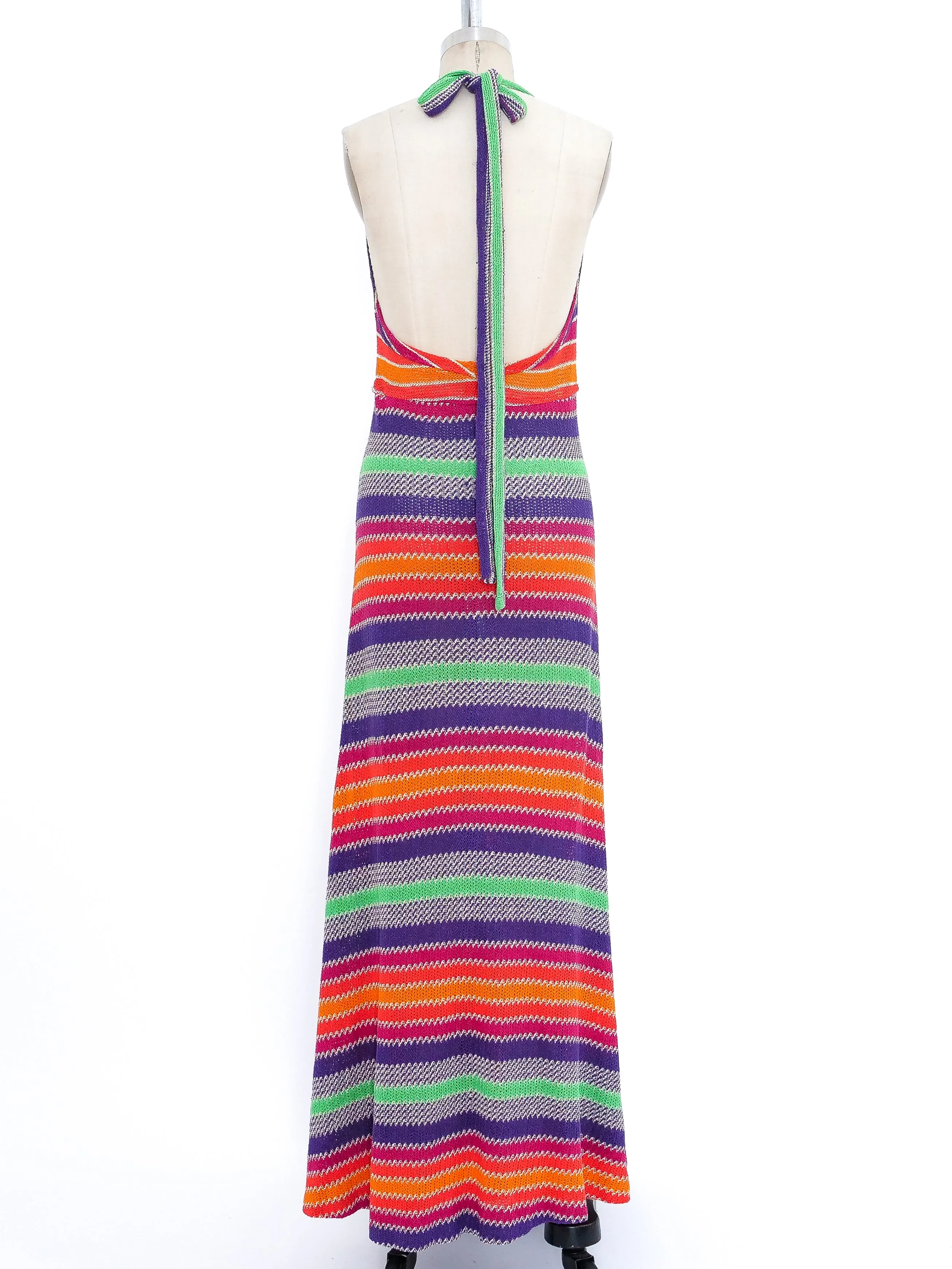 1970's Missoni Rainbow Knit Halter Dress
