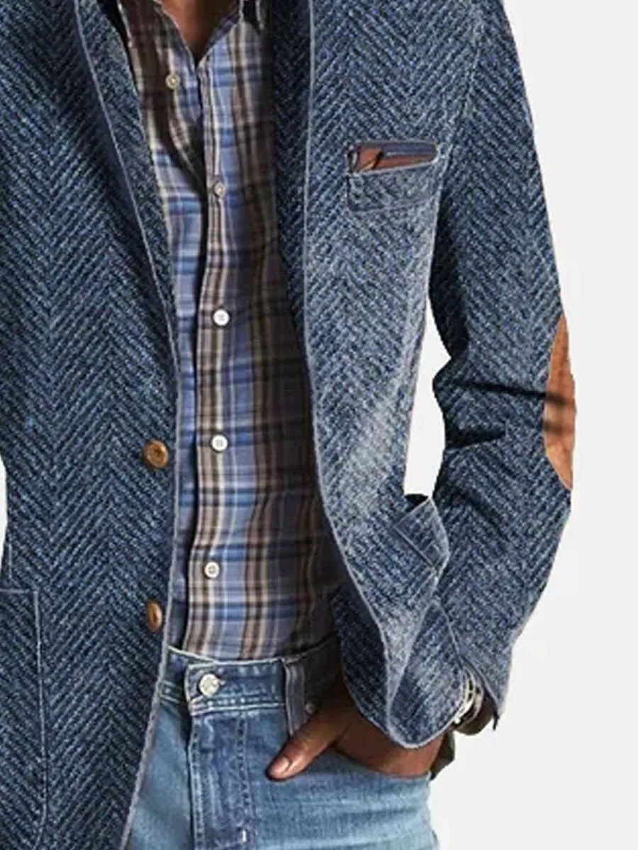 【24-hour shipping】Vintage Herringbone Suede 3-Pocket Casual Blazer