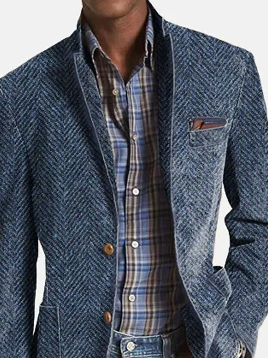 【24-hour shipping】Vintage Herringbone Suede 3-Pocket Casual Blazer
