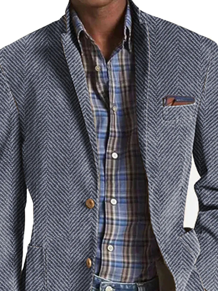 【24-hour shipping】Vintage Herringbone Suede 3-Pocket Casual Blazer