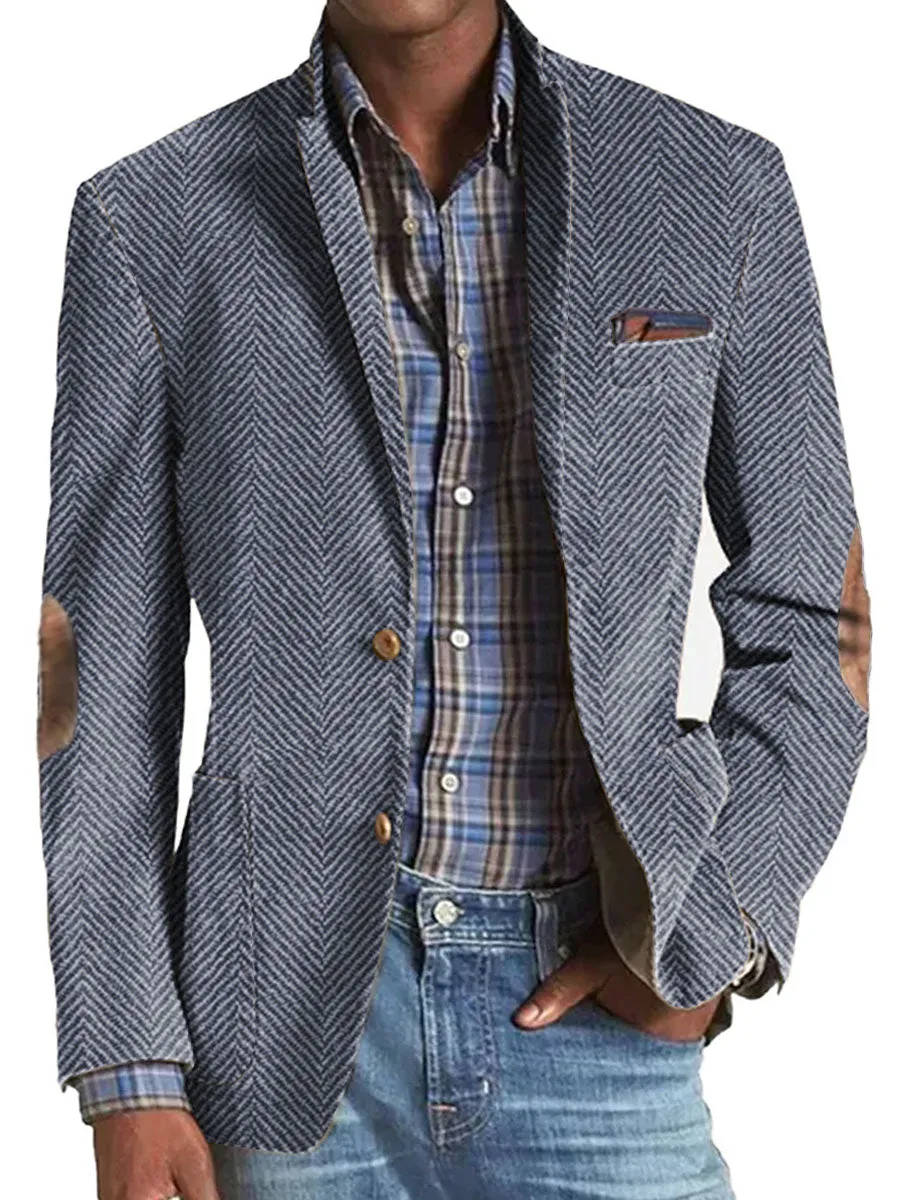 【24-hour shipping】Vintage Herringbone Suede 3-Pocket Casual Blazer