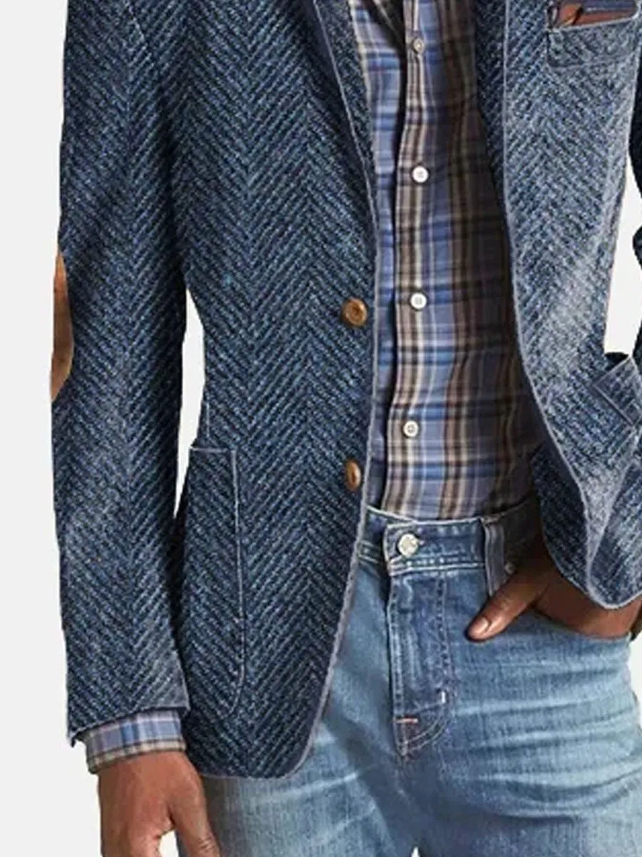 【24-hour shipping】Vintage Herringbone Suede 3-Pocket Casual Blazer