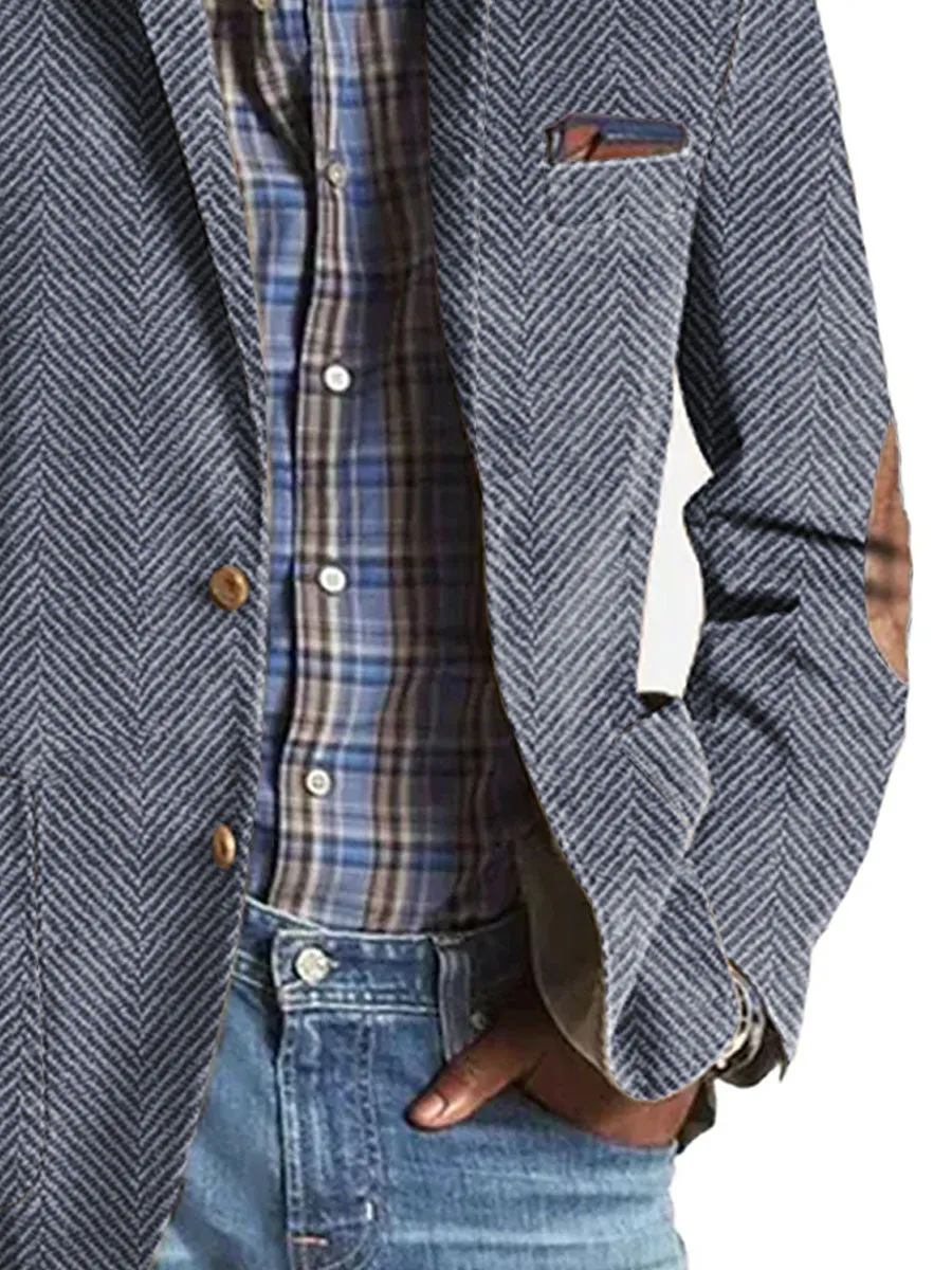 【24-hour shipping】Vintage Herringbone Suede 3-Pocket Casual Blazer
