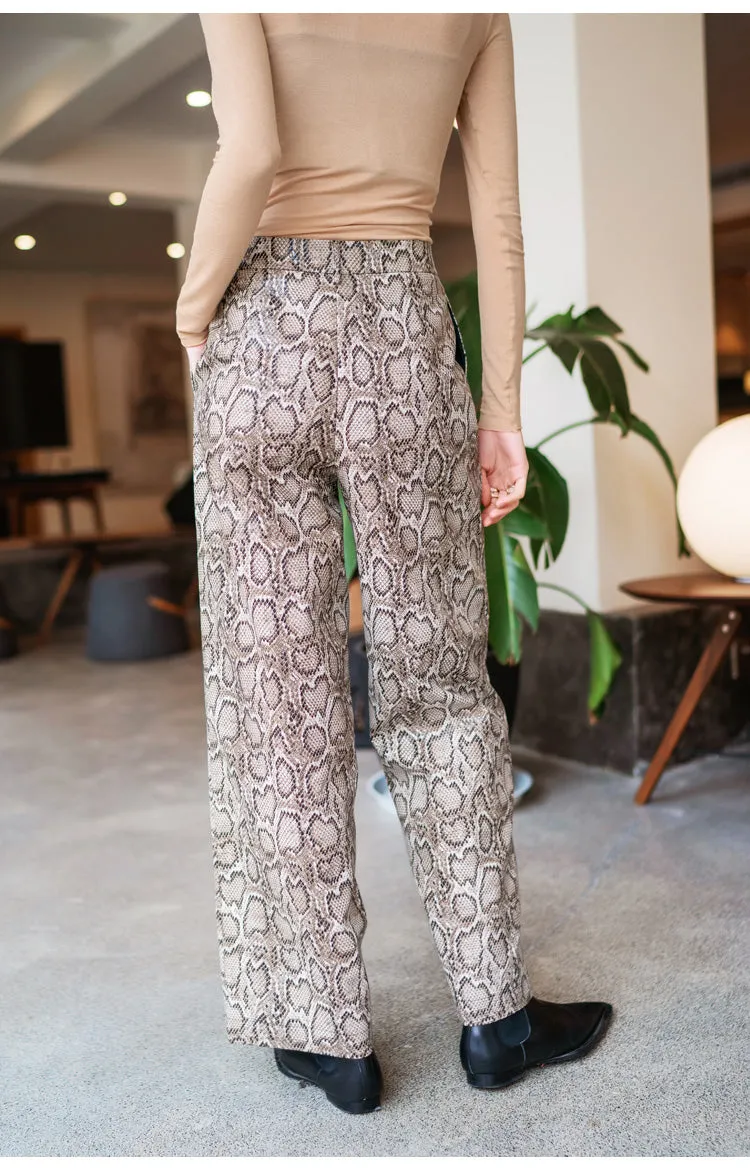 8GIRLS DESIGN SNAKE PRINT WIDE LEG TROUSERS