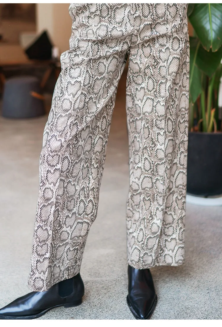 8GIRLS DESIGN SNAKE PRINT WIDE LEG TROUSERS