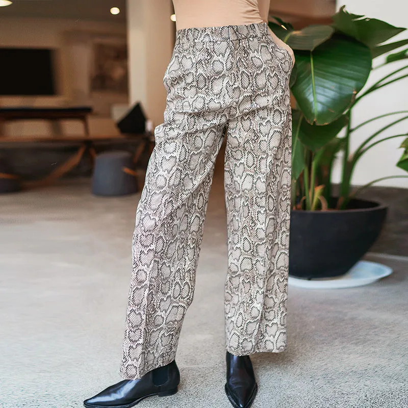 8GIRLS DESIGN SNAKE PRINT WIDE LEG TROUSERS
