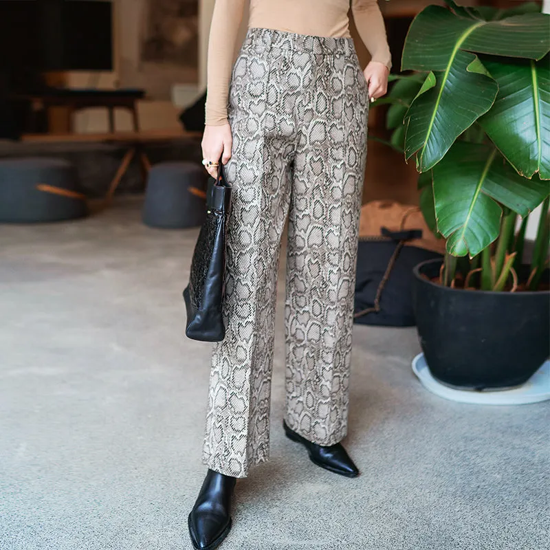 8GIRLS DESIGN SNAKE PRINT WIDE LEG TROUSERS