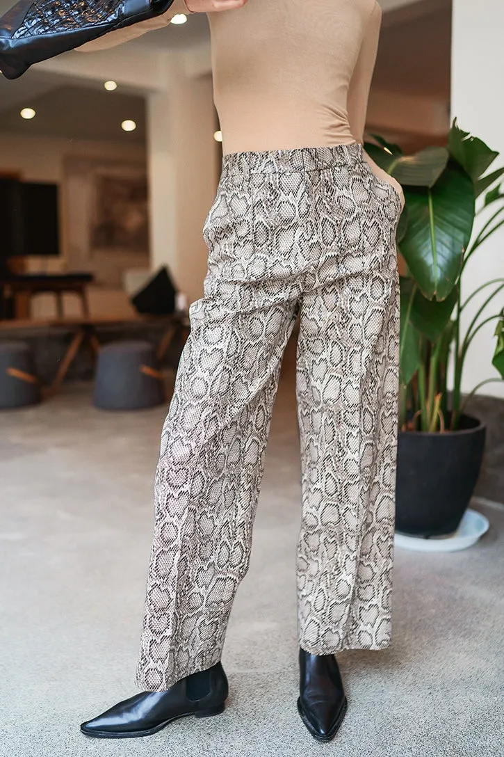 8GIRLS DESIGN SNAKE PRINT WIDE LEG TROUSERS