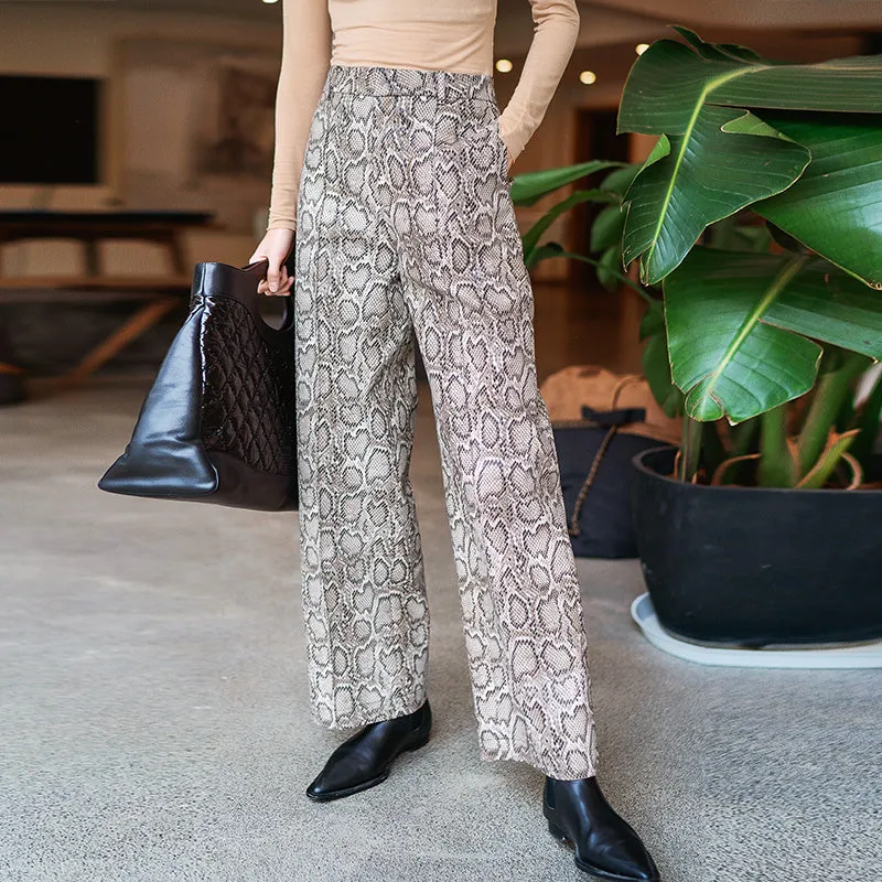 8GIRLS DESIGN SNAKE PRINT WIDE LEG TROUSERS