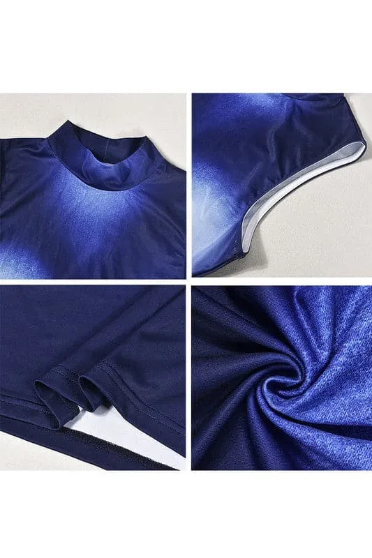 BA185 Sleeveless Long Graphic Dress