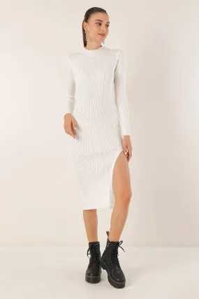 BGD Women Slit Knit Dress - White - Avondale