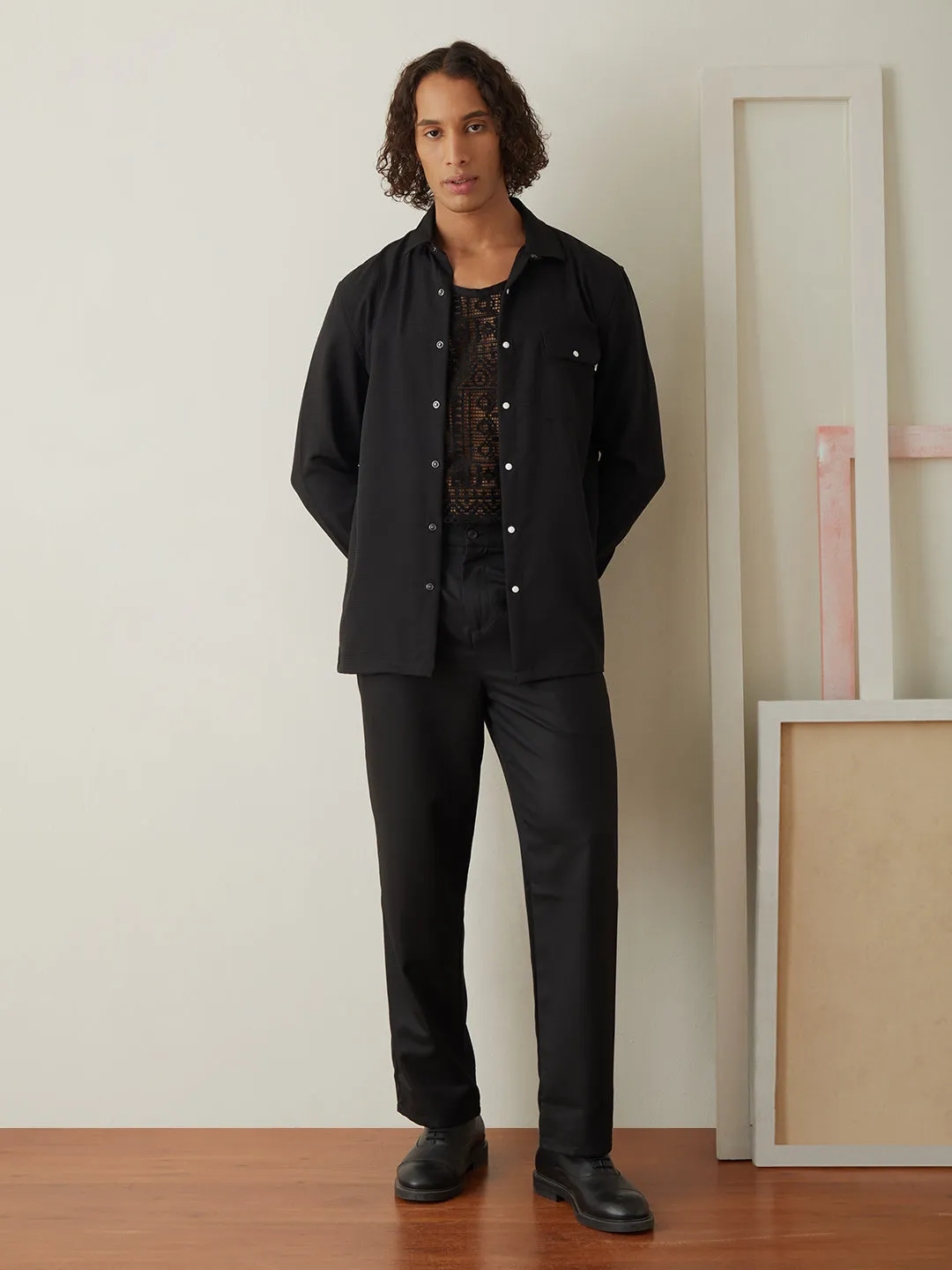 Black Plain Casual Shirt