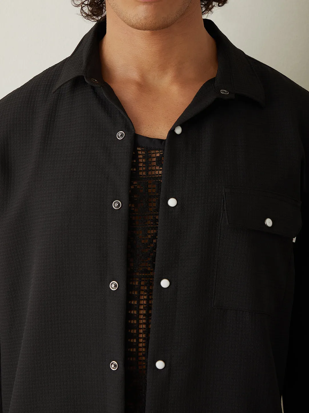 Black Plain Casual Shirt