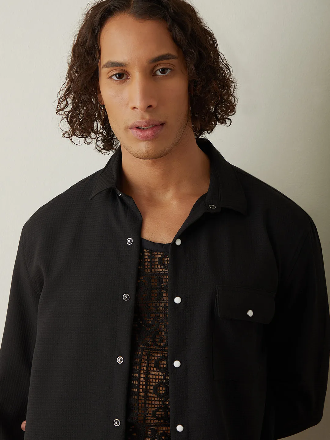 Black Plain Casual Shirt