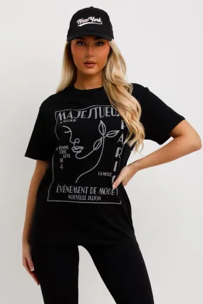 Black T Shirt La Mode Graphic Slogan