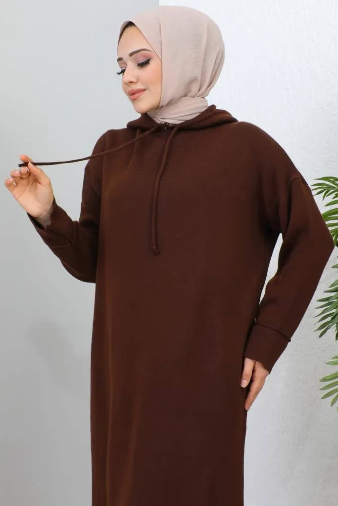 BNG Women Hooded Knit Dress Brown - Clermont