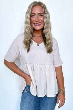 Chic Bliss Crinkle Gauze Babydoll Peplum Top - FINAL SALE