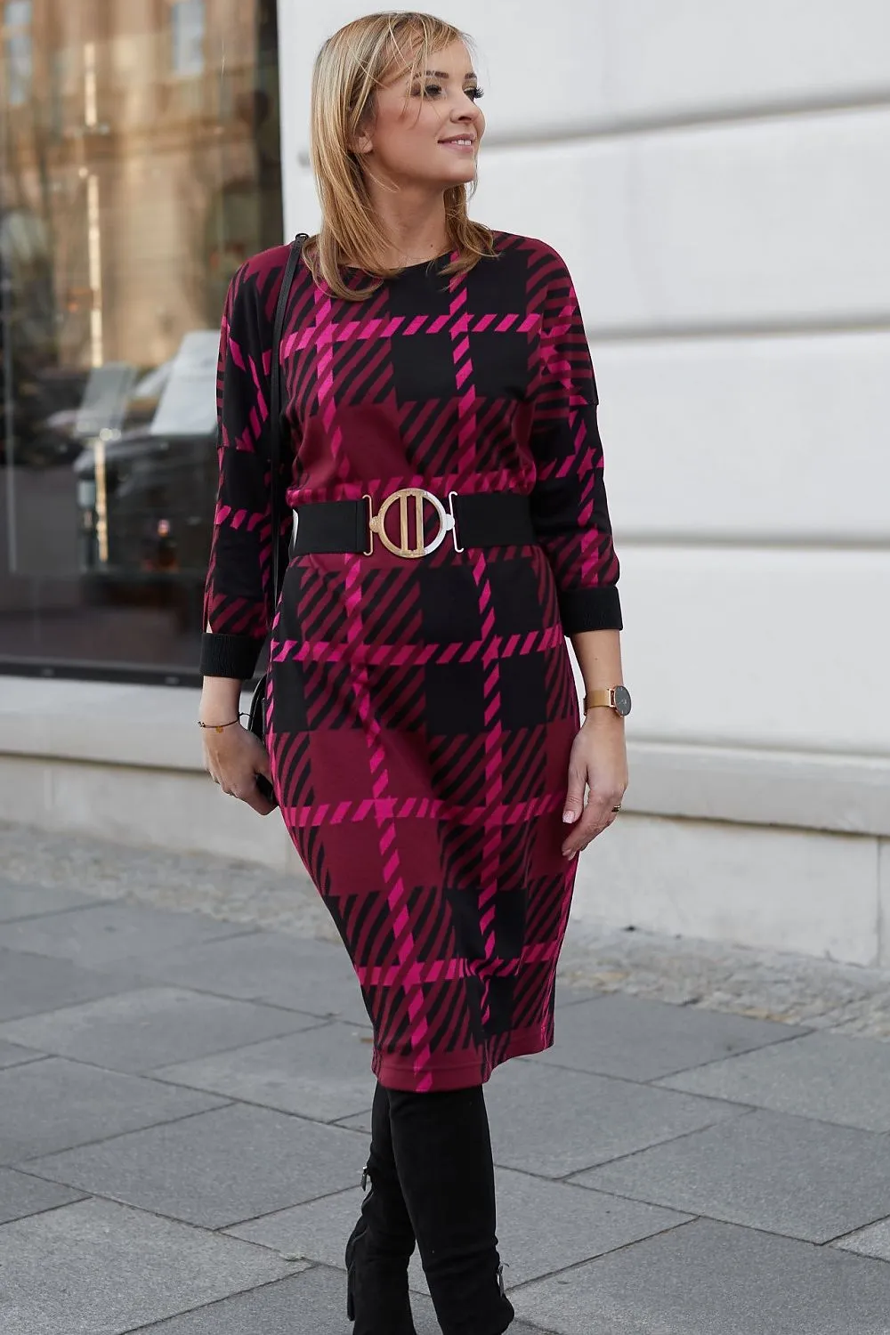 Elegant jacquard knit fabric daydress
