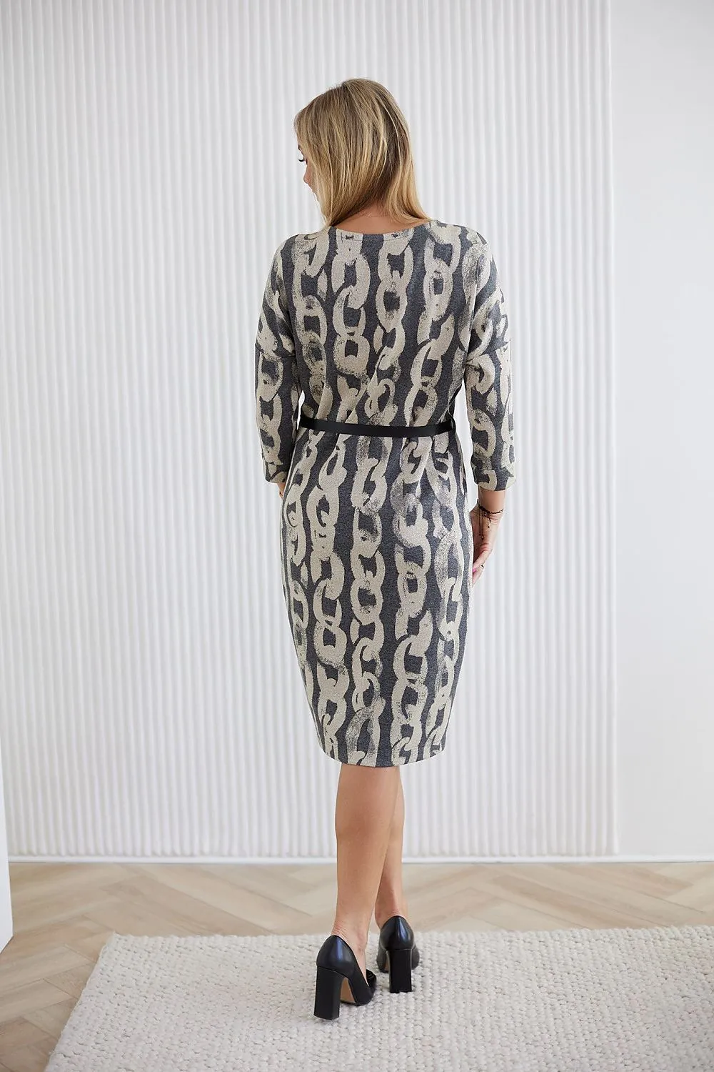 Elegant jacquard knit fabric daydress