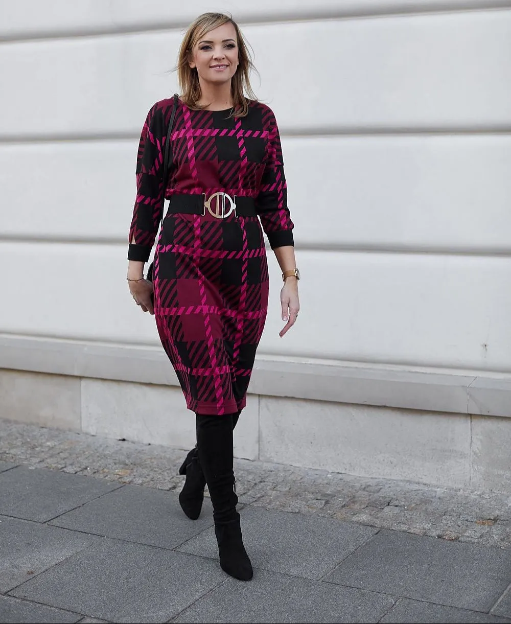 Elegant jacquard knit fabric daydress