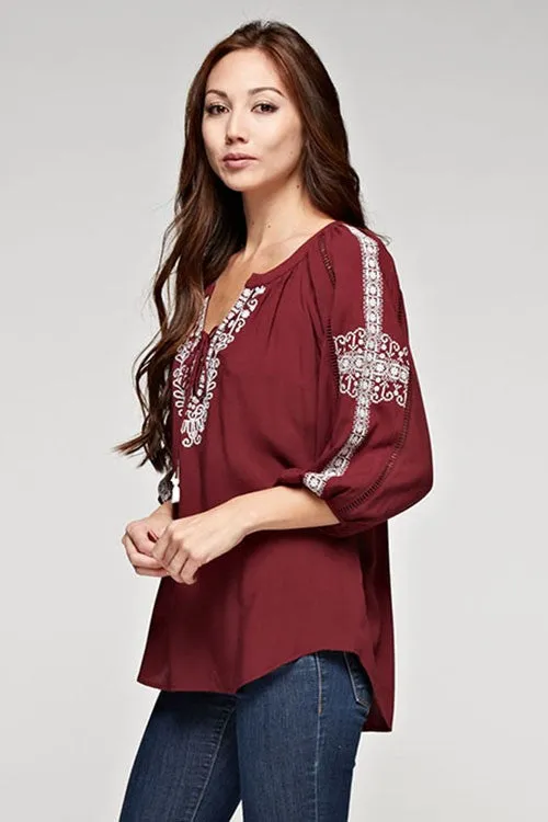 Embroidered Lace Up From Top