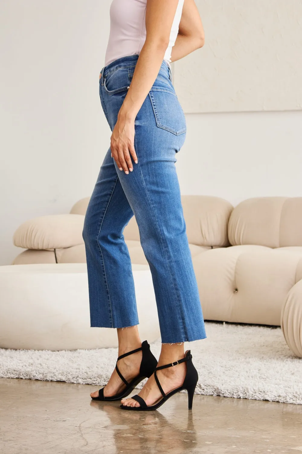Full Size Tummy Control High Waist Jeans Medium Potassium