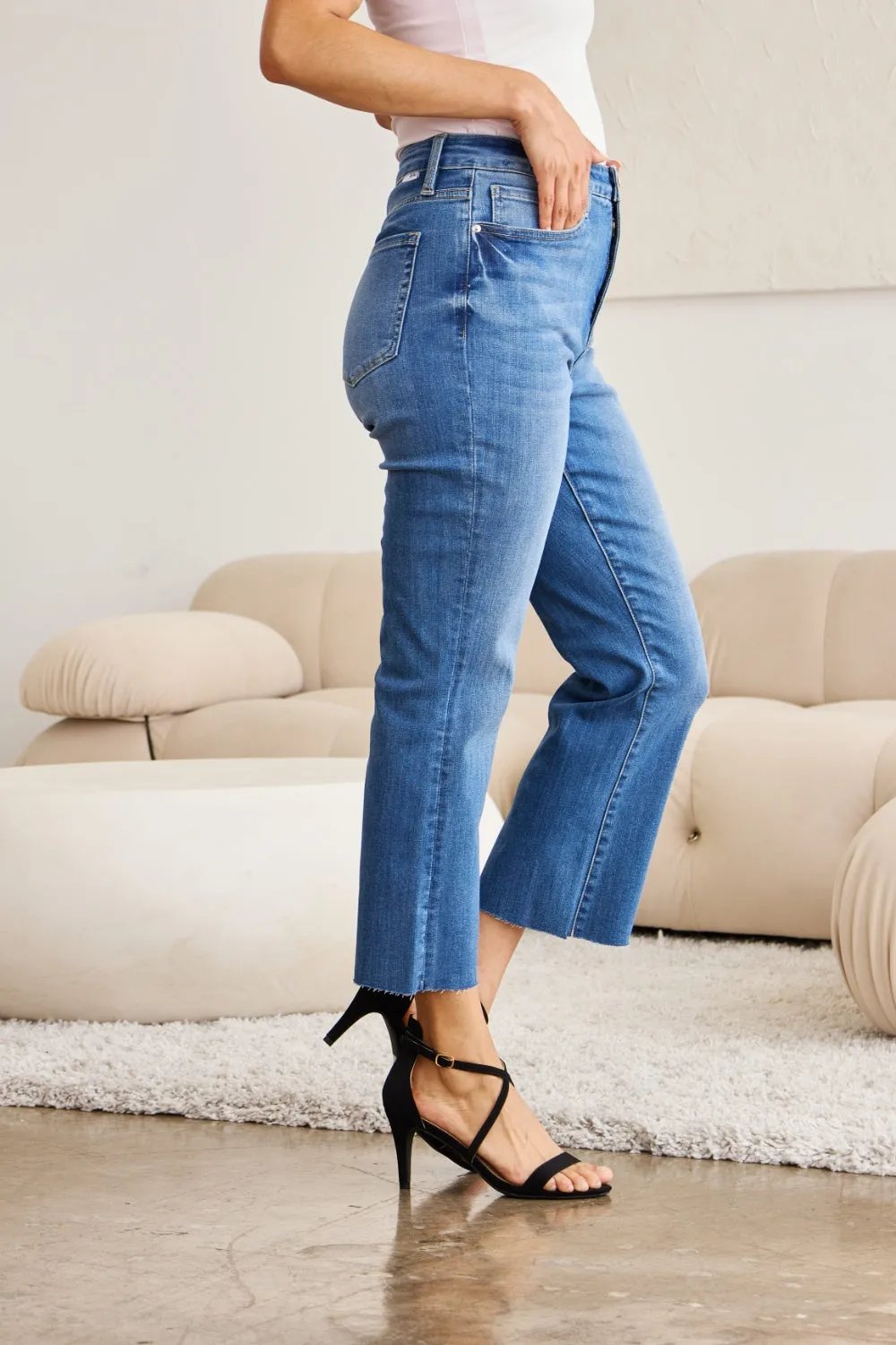 Full Size Tummy Control High Waist Jeans Medium Potassium