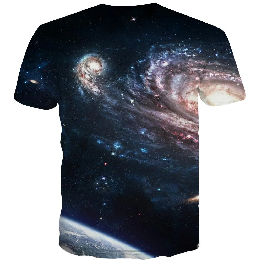 Galaxy T-shirt Men Planet Tshirts Cool Starry Sky Tshirt Anime Colorful T shirts Funny Harajuku T-shirts Graphic