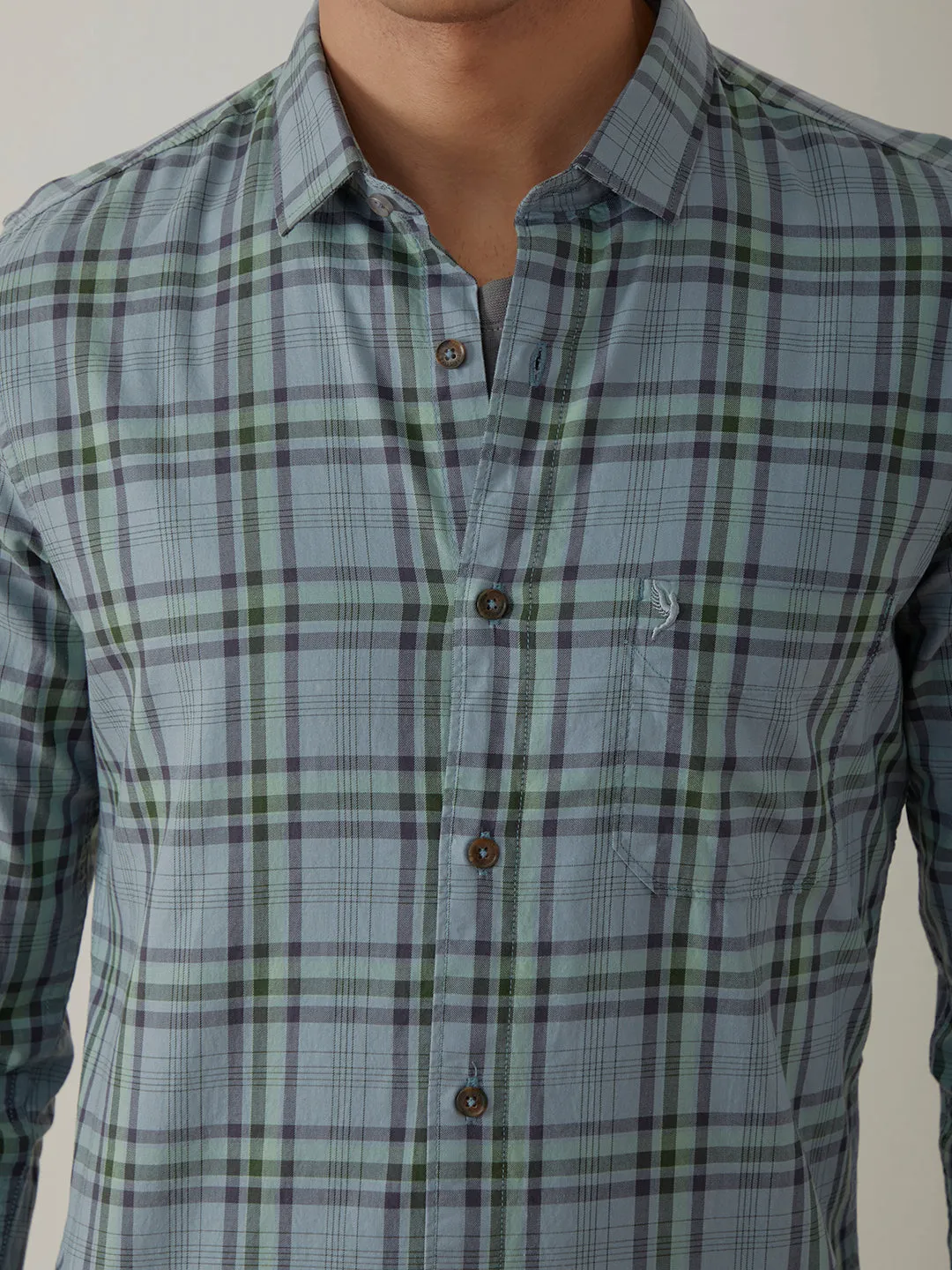 Grey Green Checks Shirt
