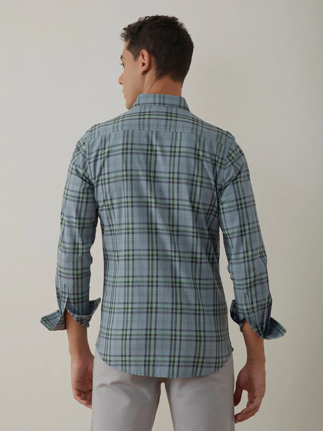 Grey Green Checks Shirt