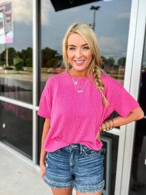 Hot Pink Ribbed Top