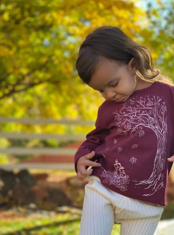 Jago t-shirt in burgundy leaves