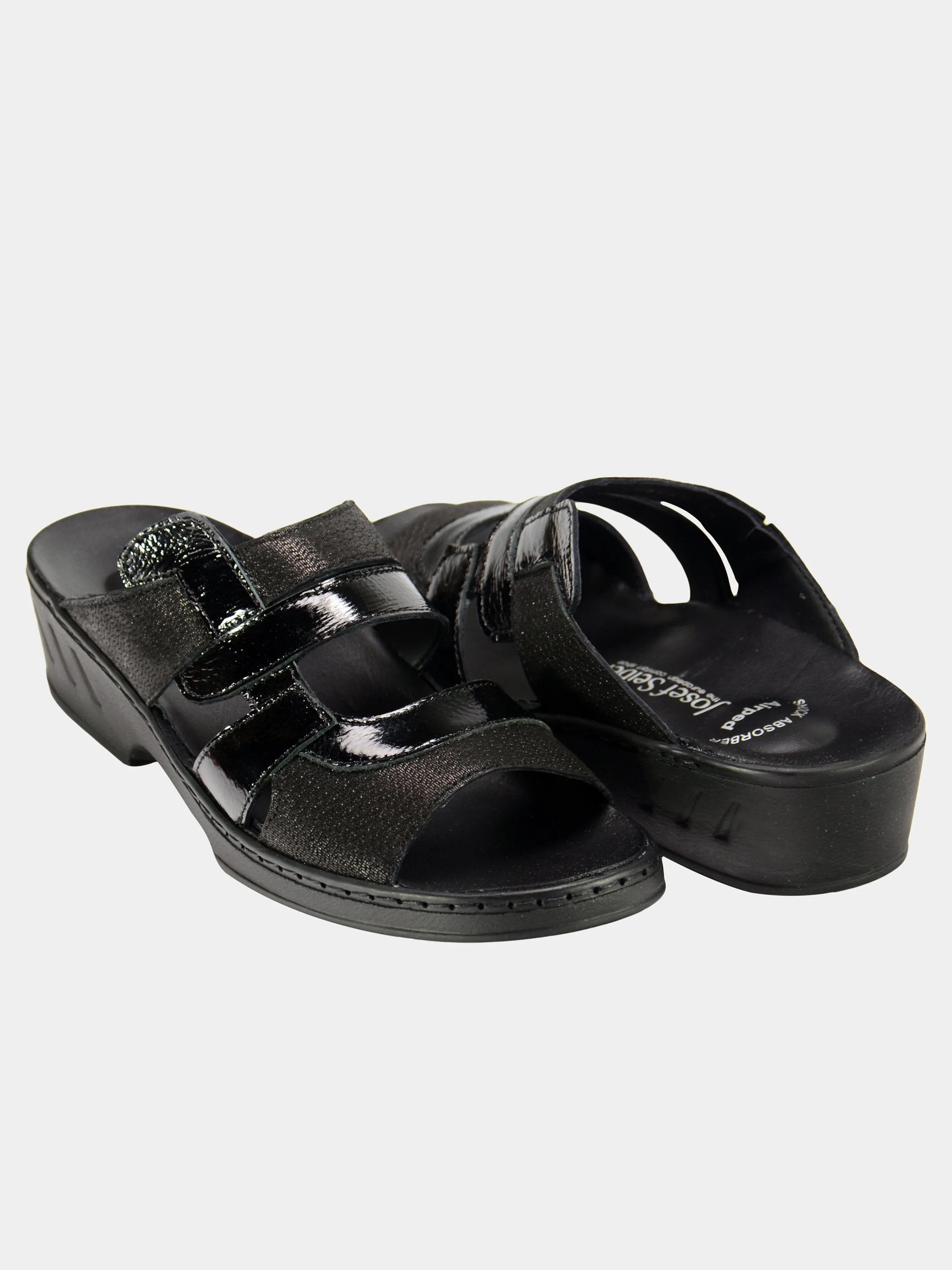 Josef Seibel Women's Patent Strap Slider Leather Sandals