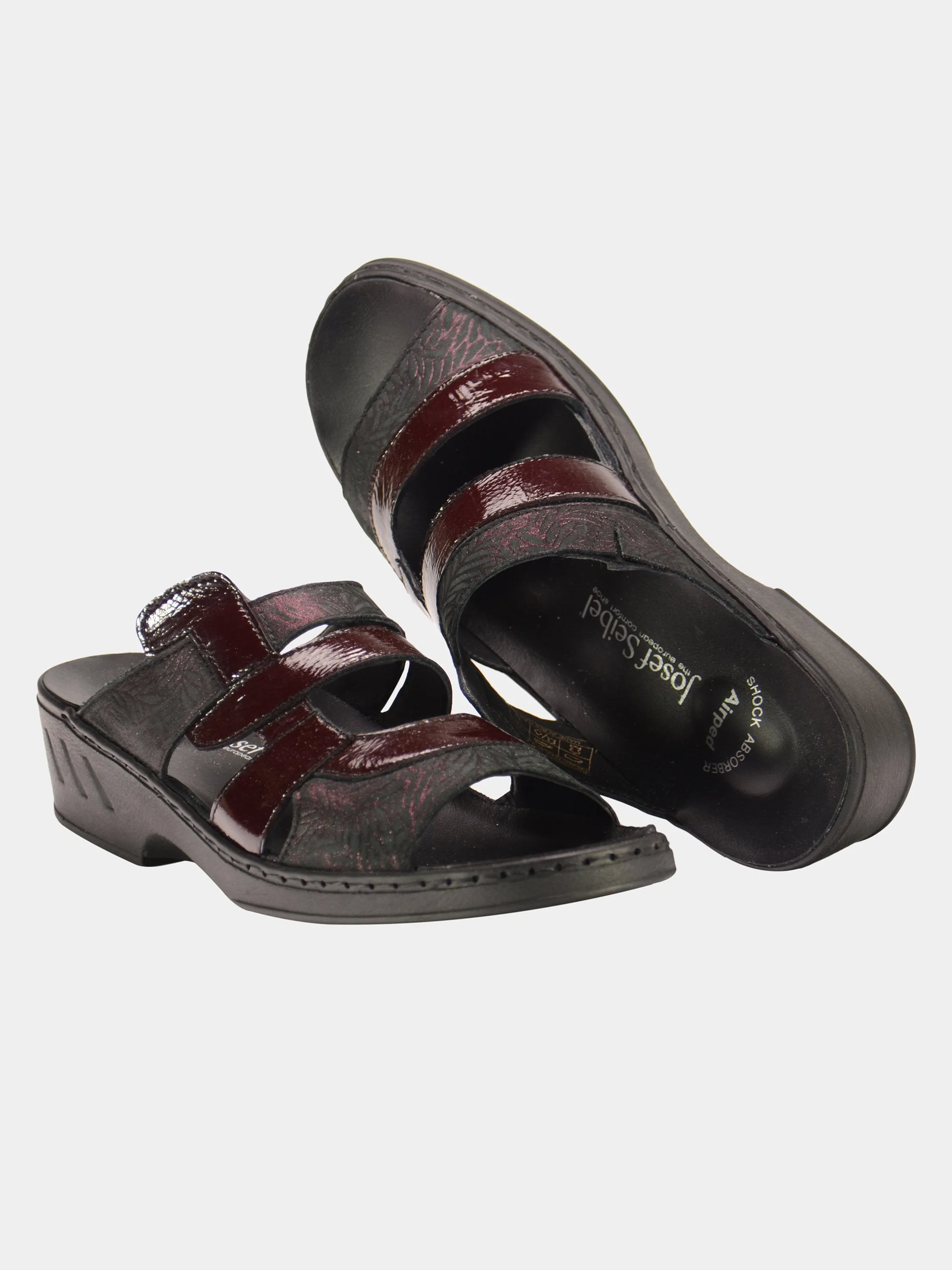 Josef Seibel Women's Patent Strap Slider Leather Sandals