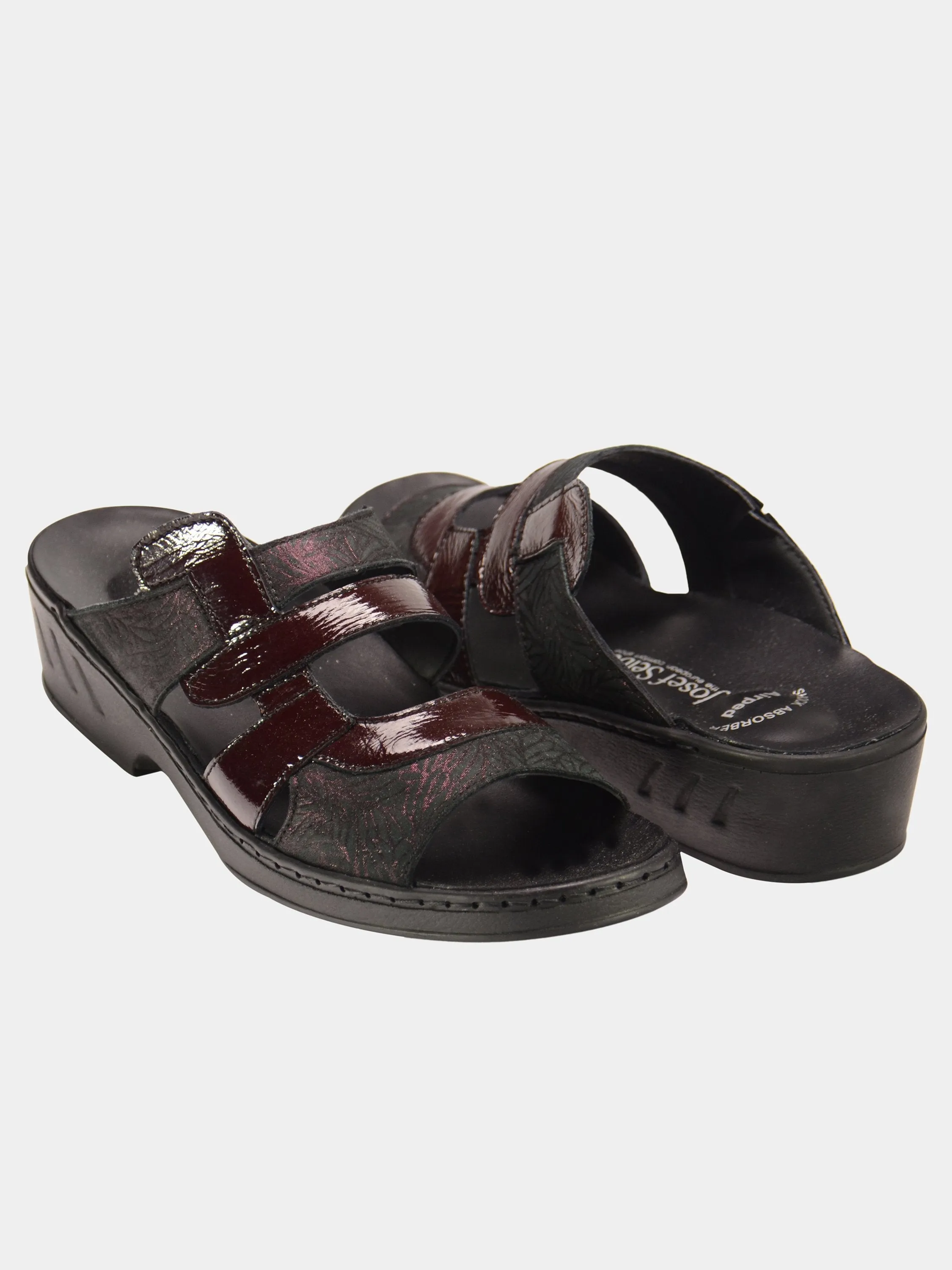 Josef Seibel Women's Patent Strap Slider Leather Sandals