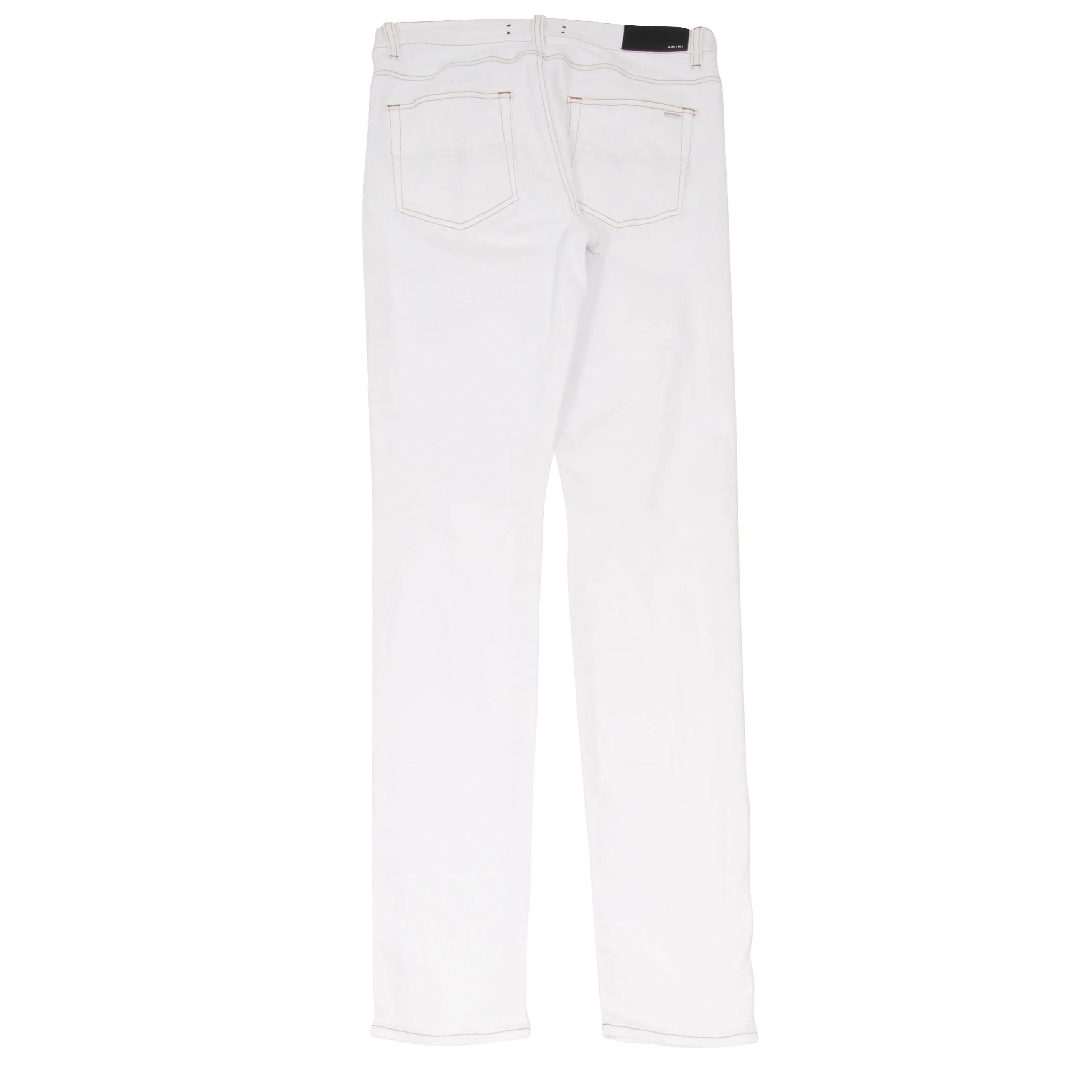 Knee Slash Distressed White Denim Jeans