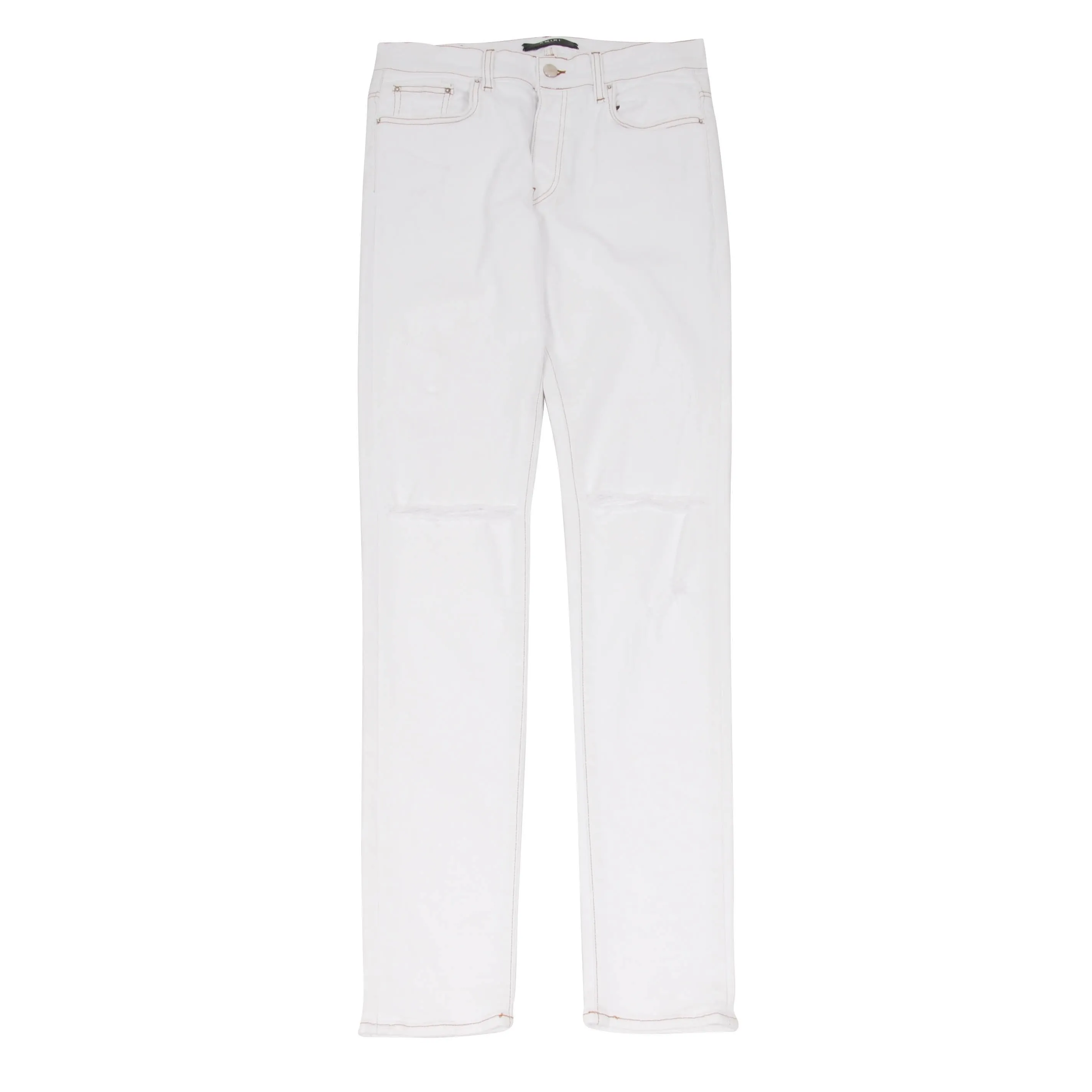 Knee Slash Distressed White Denim Jeans