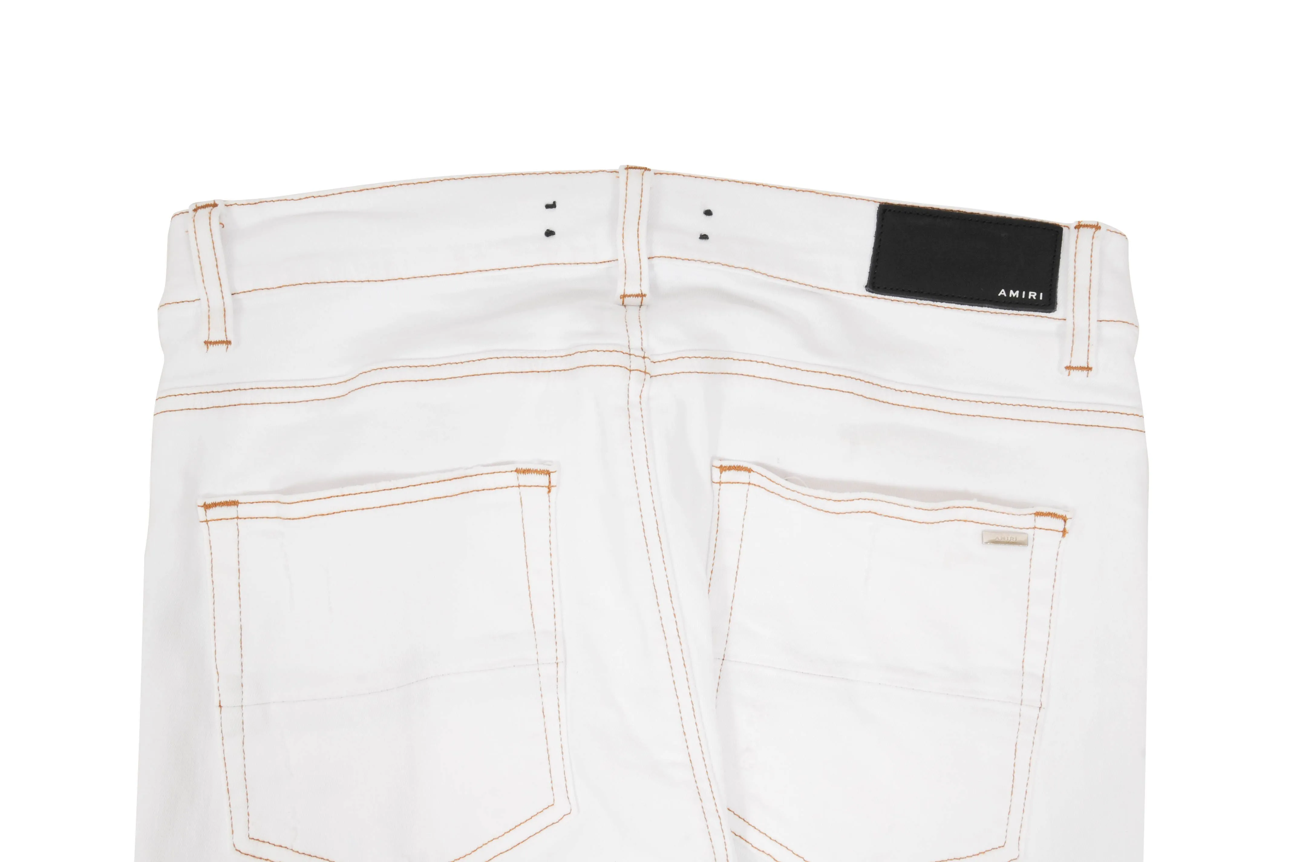 Knee Slash Distressed White Denim Jeans