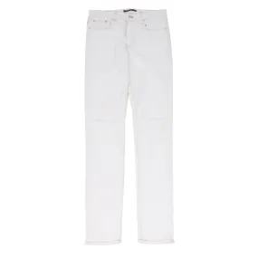 Knee Slash Distressed White Denim Jeans