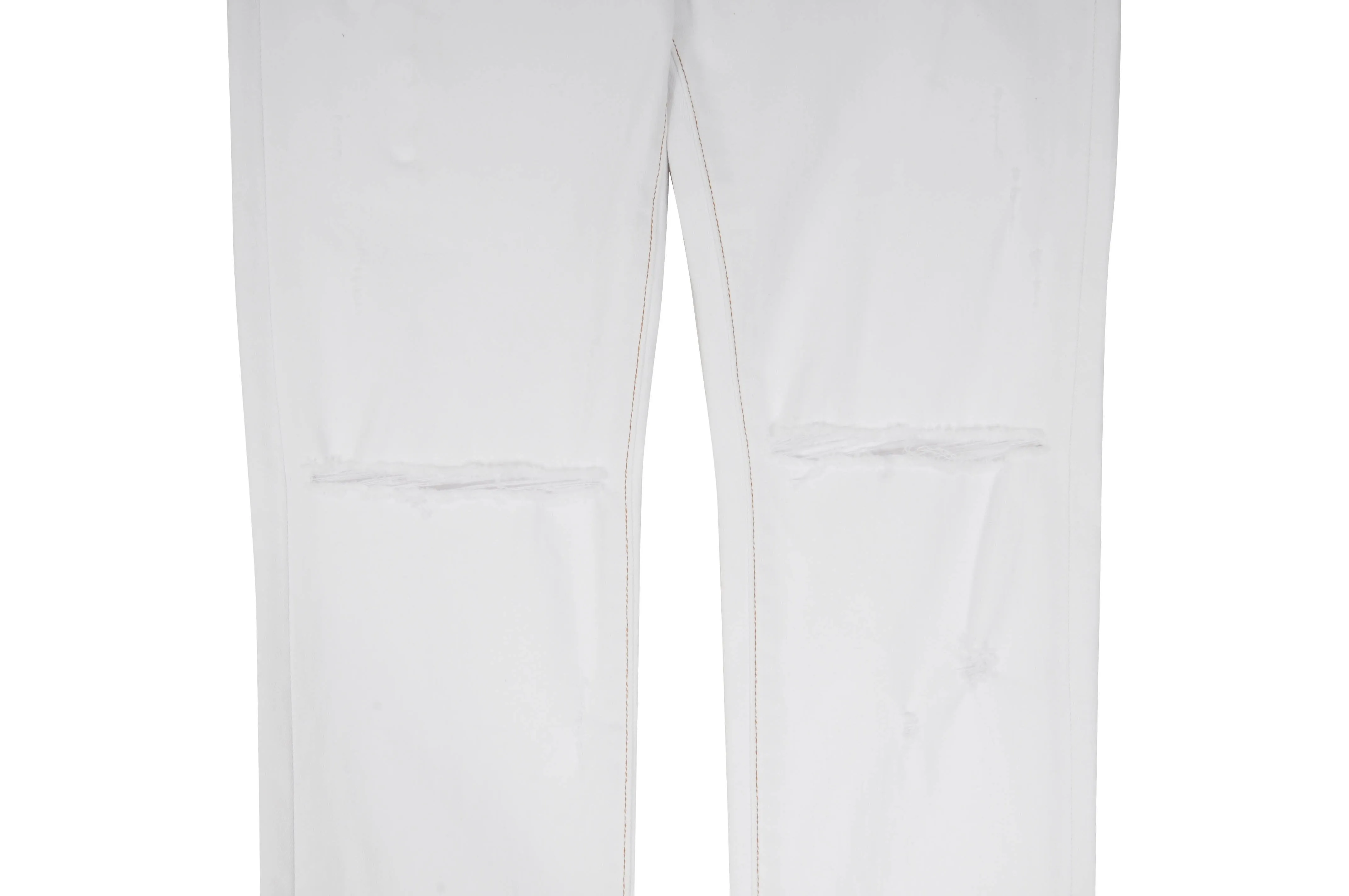 Knee Slash Distressed White Denim Jeans