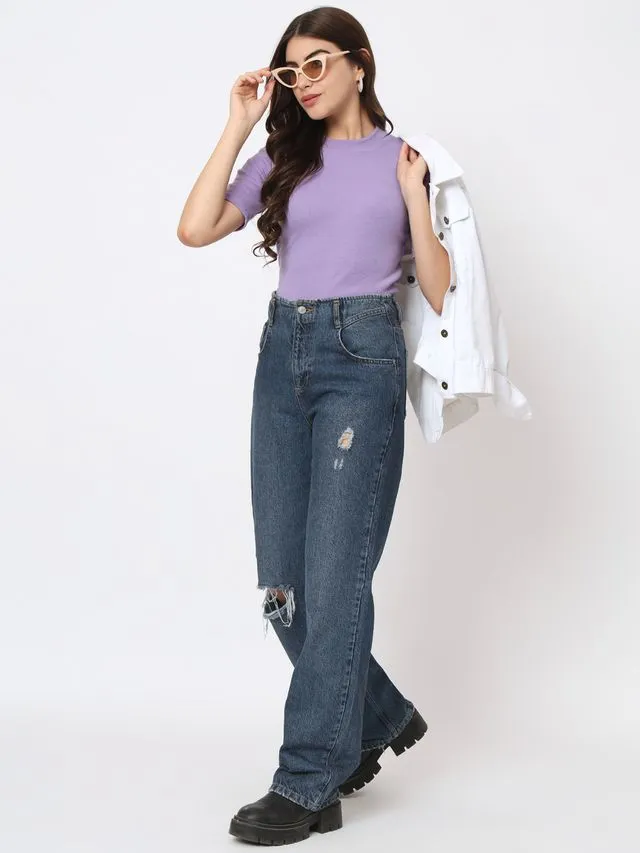 Lavender Solid Regular Top