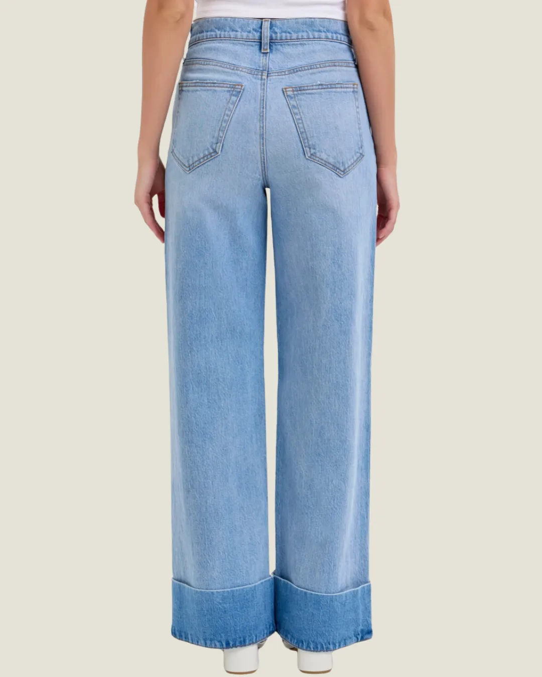 Light Wash Cuff Hem Jeans