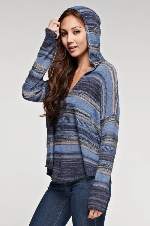 Long Sleeve Baja Stripe Pullover Hoodie