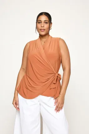 Madison Plus Size Sleeveless Side Tie Blouse