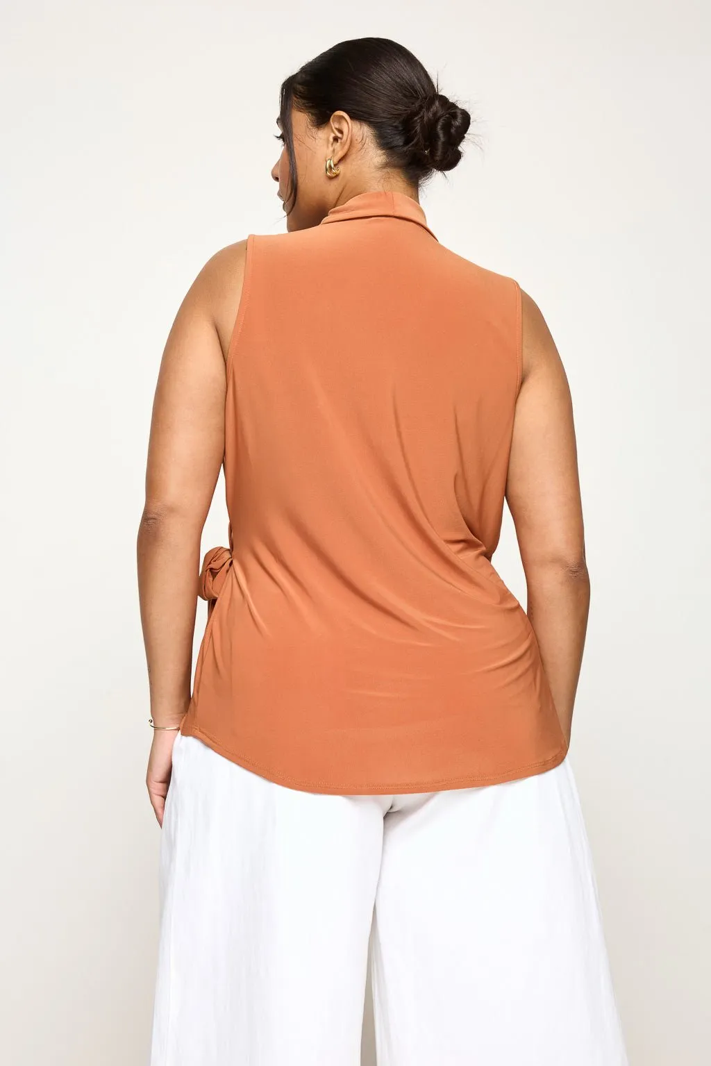 Madison Plus Size Sleeveless Side Tie Blouse