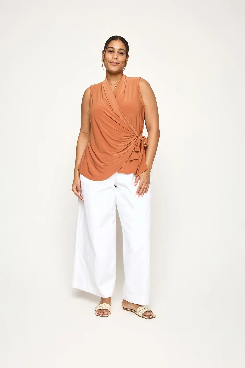 Madison Plus Size Sleeveless Side Tie Blouse