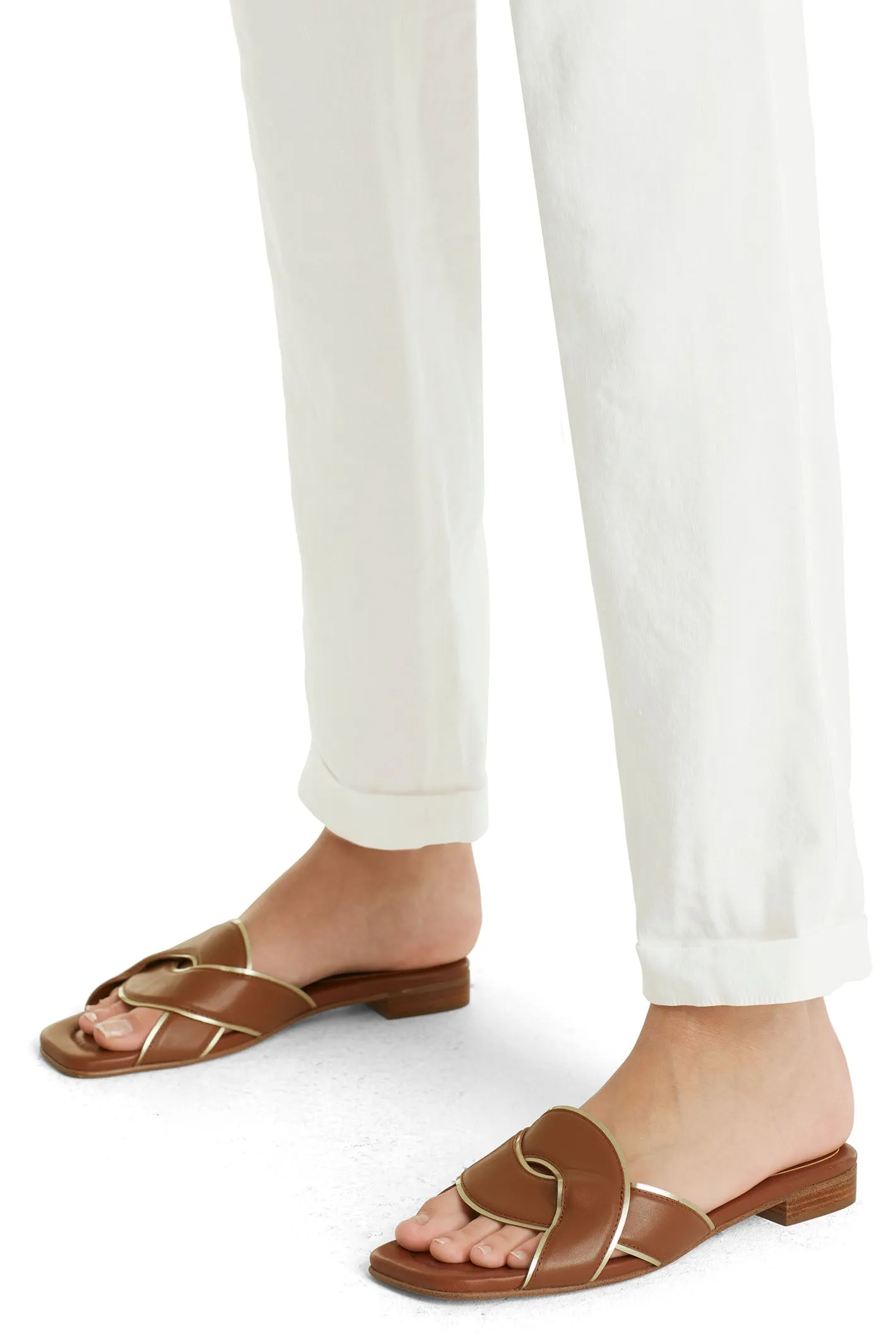 Marc Cain Collections WC 81.59 W47 110 Off White Pull-On Linen Mix Trousers